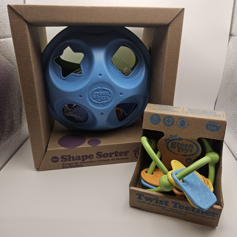 My First Green Toys - Shape Sorter 6+ Months AND Twist Teether 0+ Months. NEW